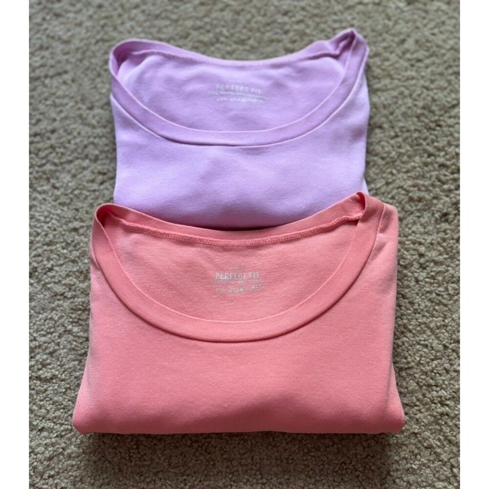 Lot of 2 J. Crew Perfect Fit Tees, Size M, Peach Pink Cotton